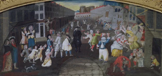 Artyści uliczni na Karnawale Populaire, Rue Saint Antoine, ok. 1670